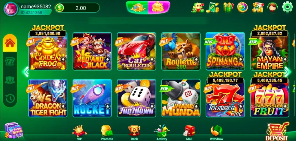 ZV777 Game interface screenshot