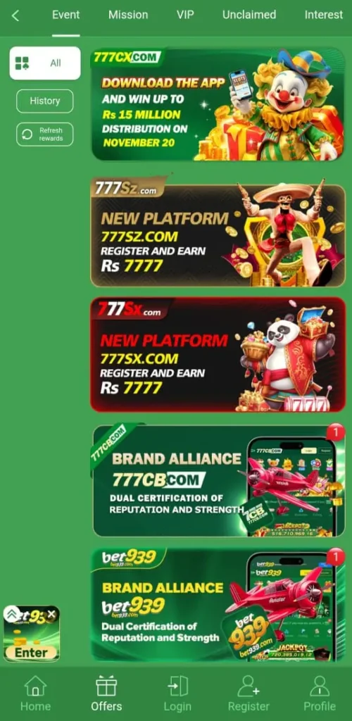 777CX Game daily bonuses screenshot image