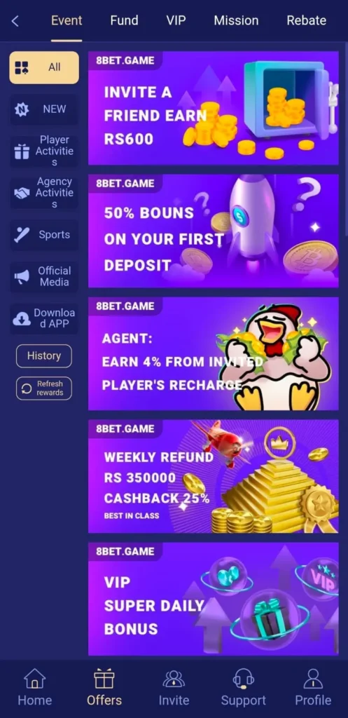 8BET Game invite a friend earn money screenshot image