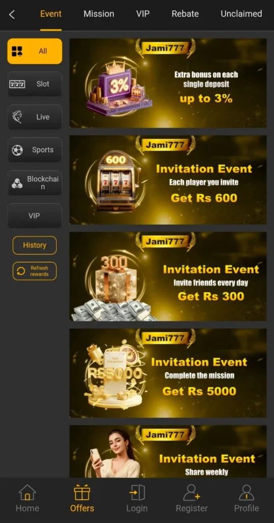 Jami777 Game invite a friends and earn real money with Jami777 Game