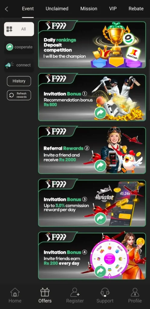 P999 Game invites a friend and earns real money rewards