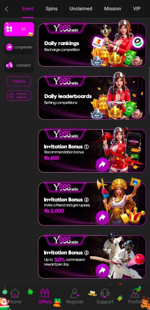 Y888 Game invites a friend and earn real money