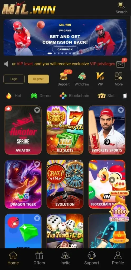 Exciting game modes available on MILwin Game platform